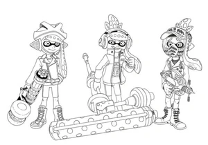 Anya with Her Squid Sisters Coloring Page Coloring Page