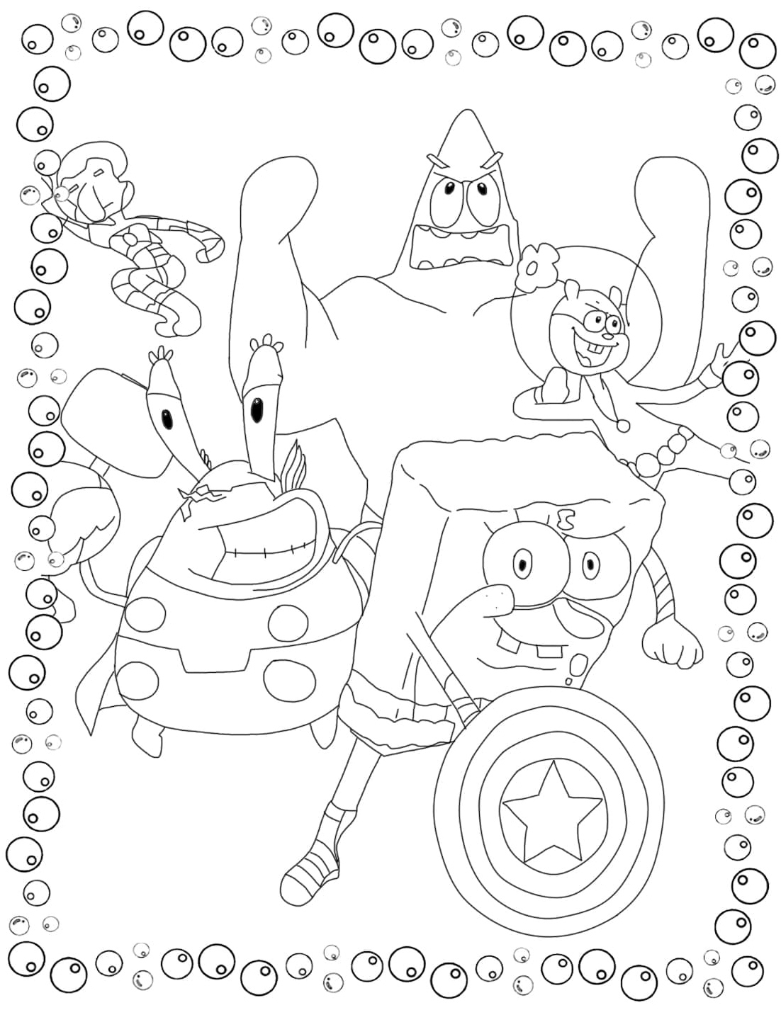 Avengers Spongebob Coloring Page