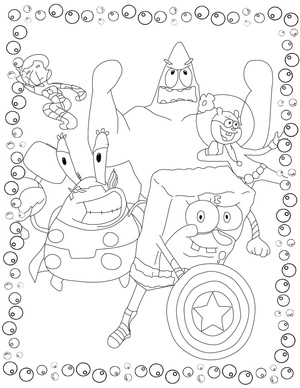 Avengers Spongebob Coloring Page