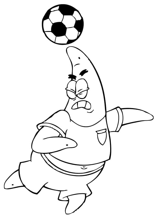 Patrick Star Dribbling the Soccer Ball Coloring Page