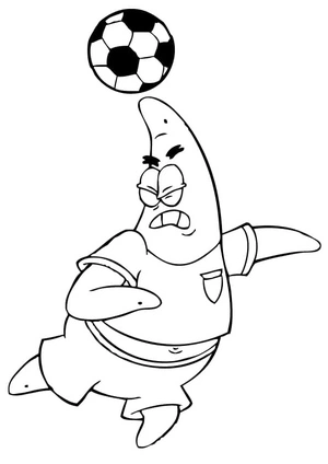 Patrick Star Dribbling the Soccer Ball Coloring Page
