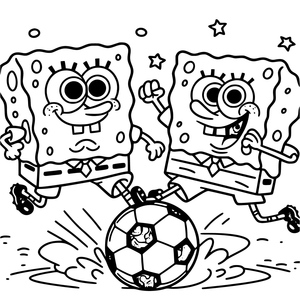 SpongeBob playing soccer