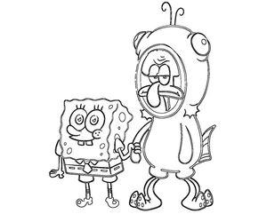 SpongeBob SquarePants and Squidward Tentacles Coloring Page
