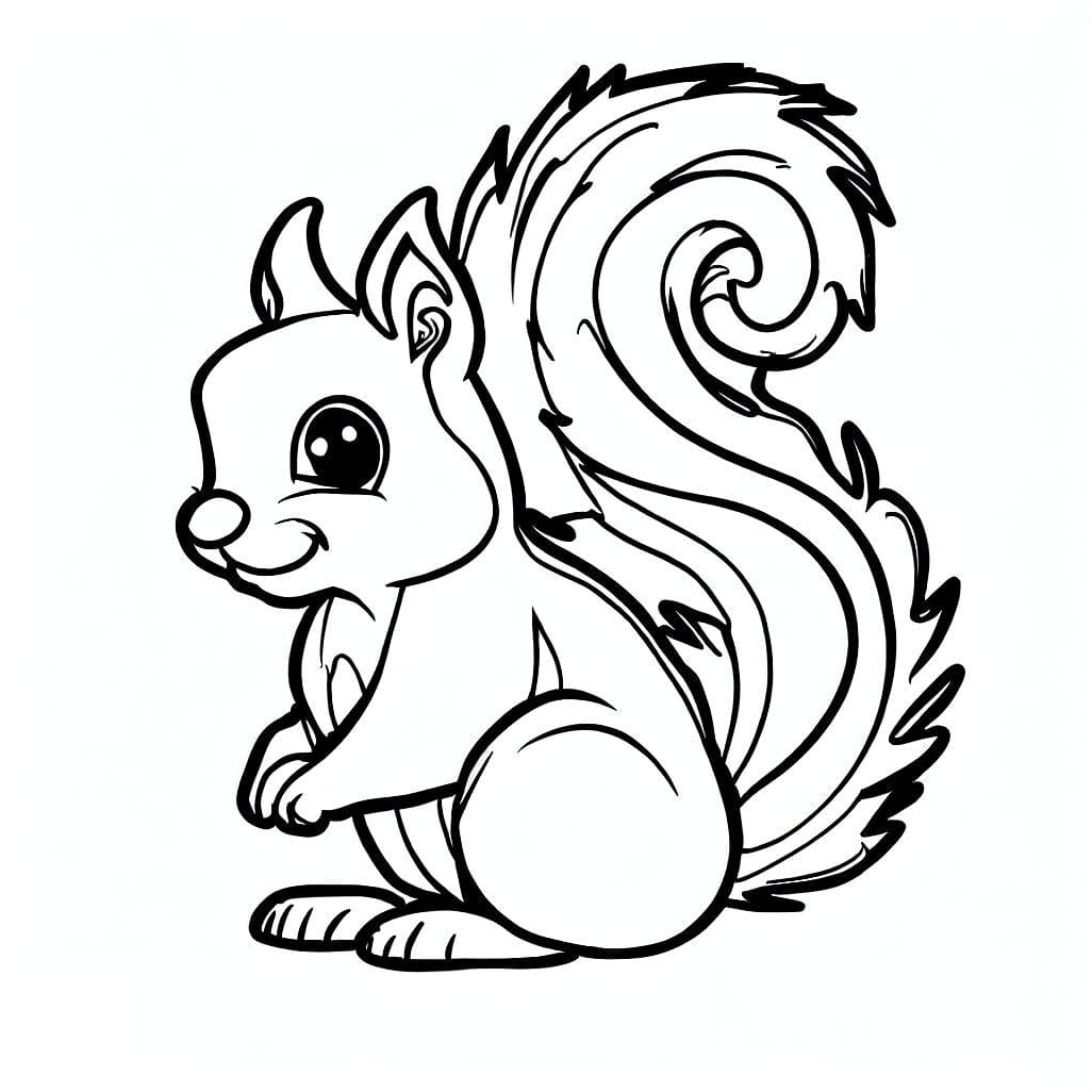 Adorable Tiny Squirrel Coloring Page