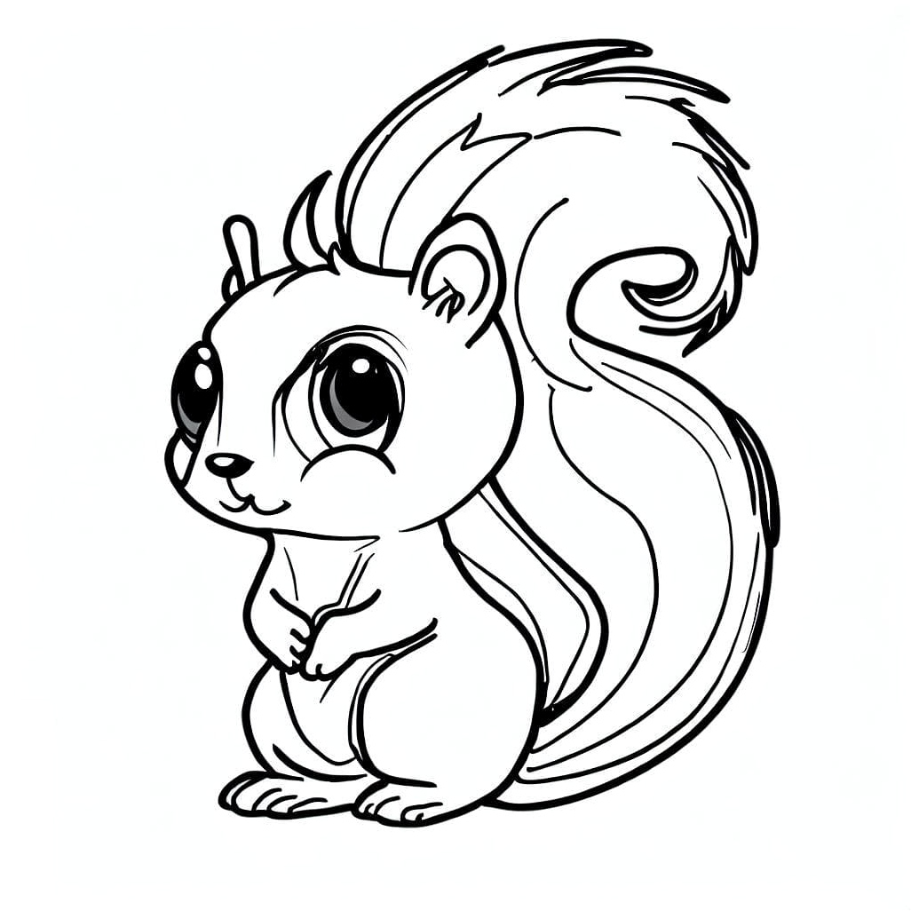 An Adorable Squirrel Coloring Page