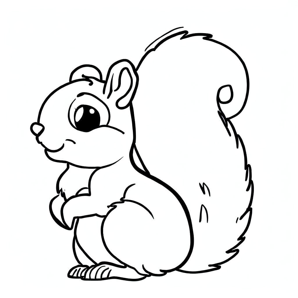 Squirrel Fluffy Coloring Page