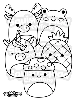 Adorable Squishy Friends Coloring Page
