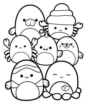 Squishy and Cute Marshmallow Friends Coloring Page
