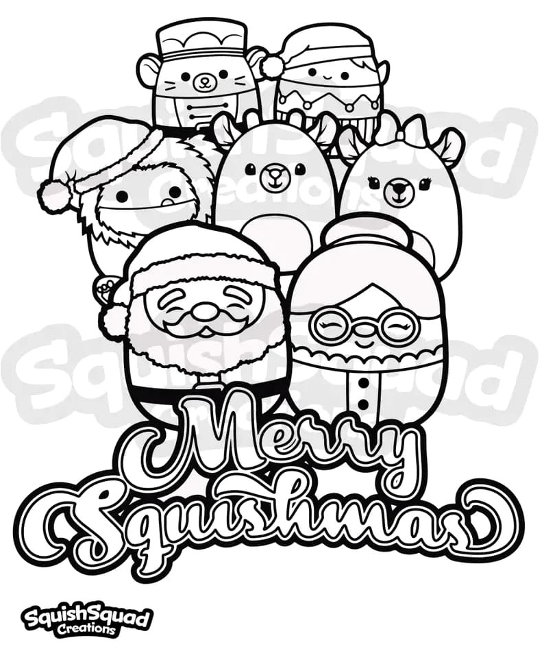 Squishy Merry Christmas Squishmallows Coloring Page