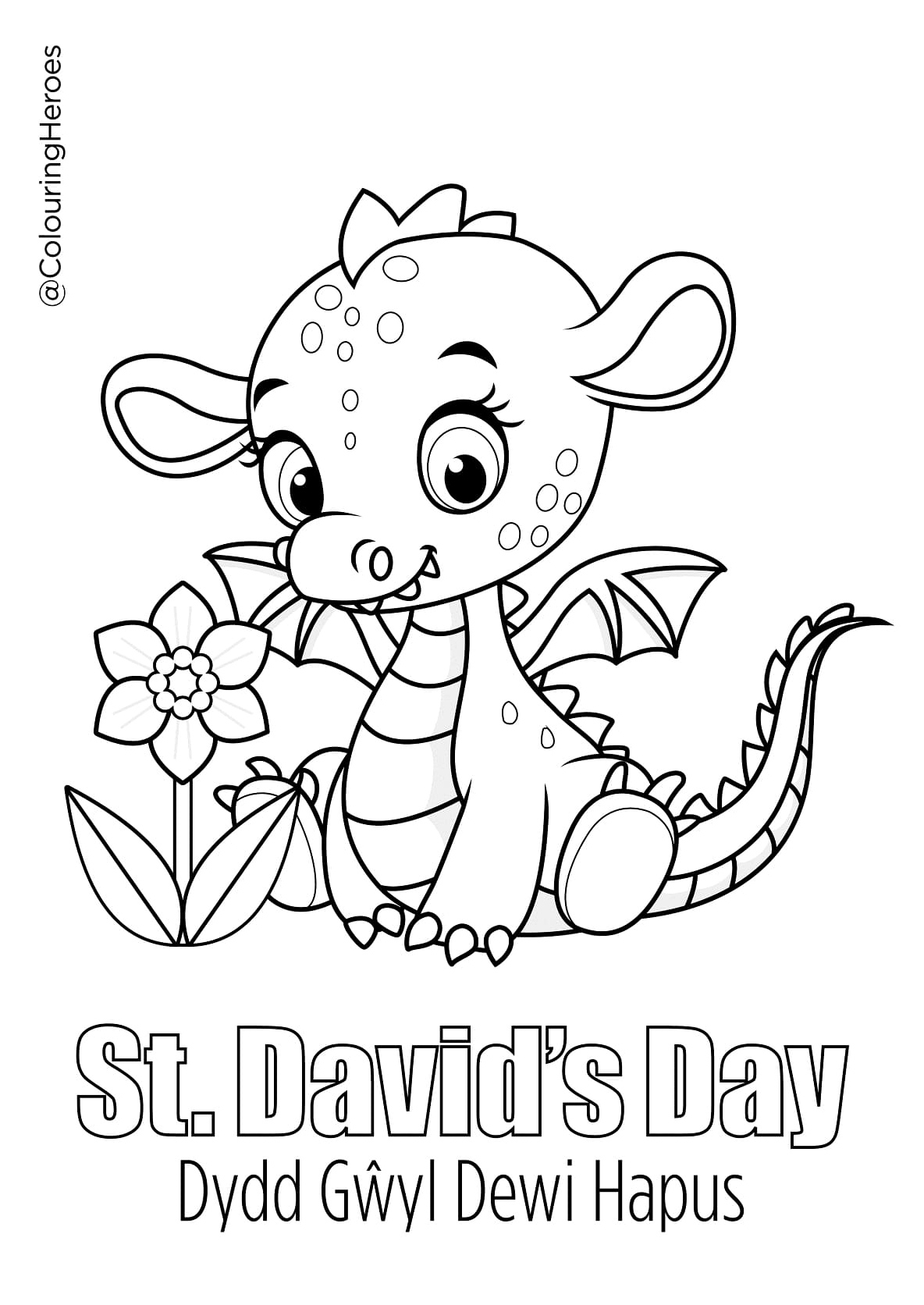 Adorable Dragon for St. David's Day Coloring Page