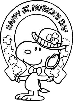Snoopy Celebrating St. Patrick's Day Coloring Page