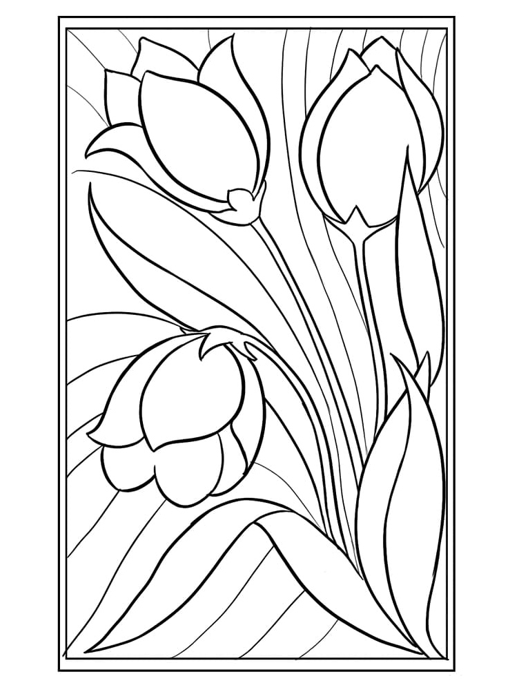 Stained Glass Flowers Coloring Page