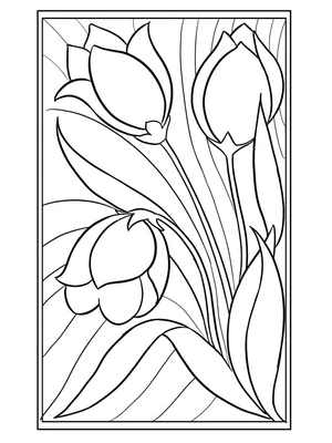 Stained Glass Flowers Coloring Page
