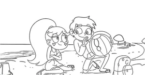 "Marco and Star at the Beach" Coloring Page