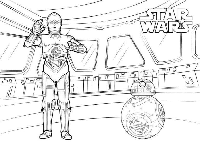C-3PO and BB-8 from Star Wars Coloring Page