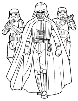 Darth Vader and two Boba Fetts Coloring Page