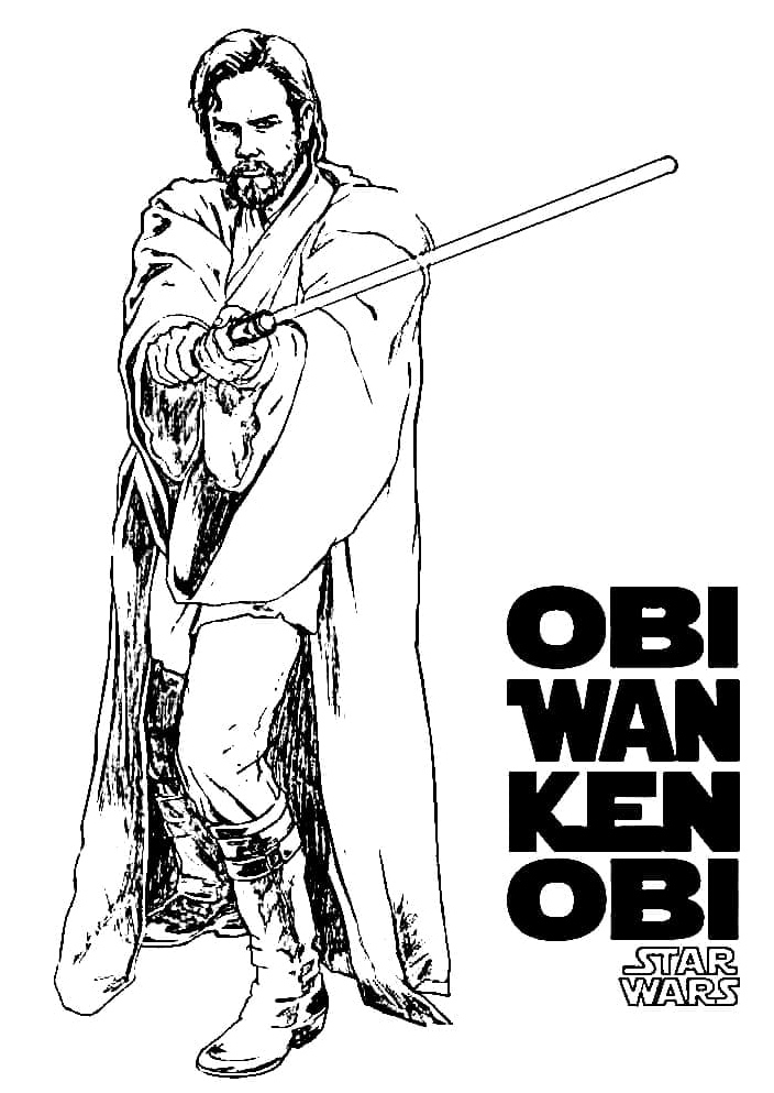 Illustration of Obi-Wan Kenobi Coloring Page