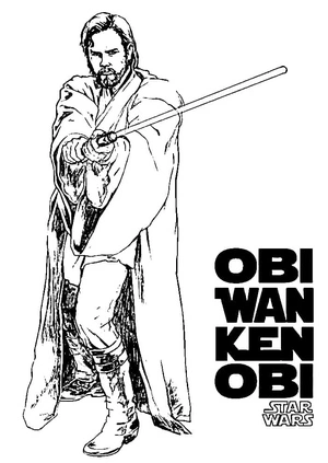 Illustration of Obi-Wan Kenobi Coloring Page