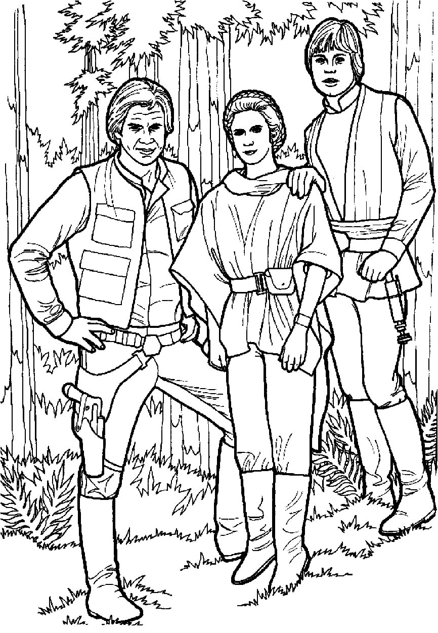 Luke Skywalker and His Companions Coloring Page