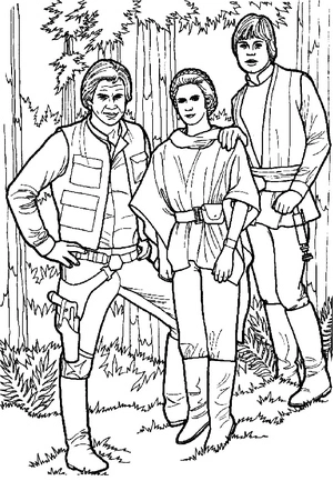 Luke Skywalker and His Companions Coloring Page