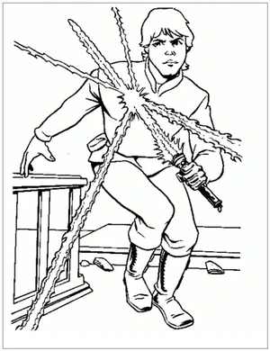 Luke Skywalker Engaged in Battle Coloring Page