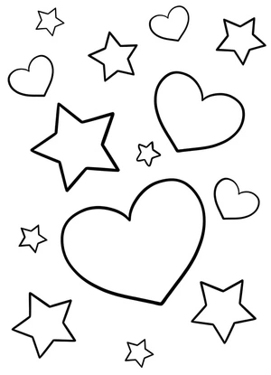 Hearts and Stars Coloring Page