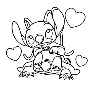 Stitch and Angel Artwork: A Creative Sketch of the Beloved Characters Coloring Page