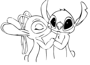 Stitch and Angel Free Coloring Page
