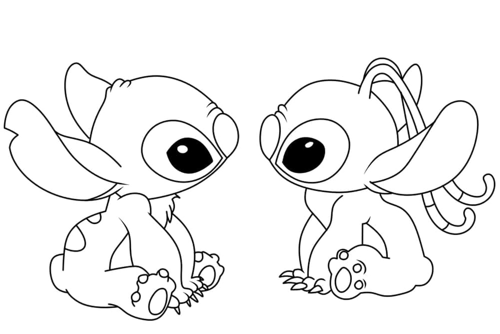 Sweet Stitch and Angel Coloring Page