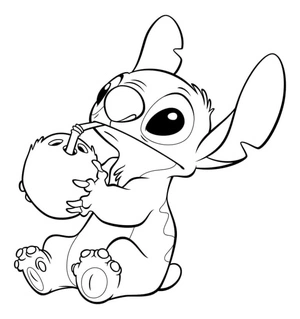 Stitch Sips Coconut Water Coloring Page
