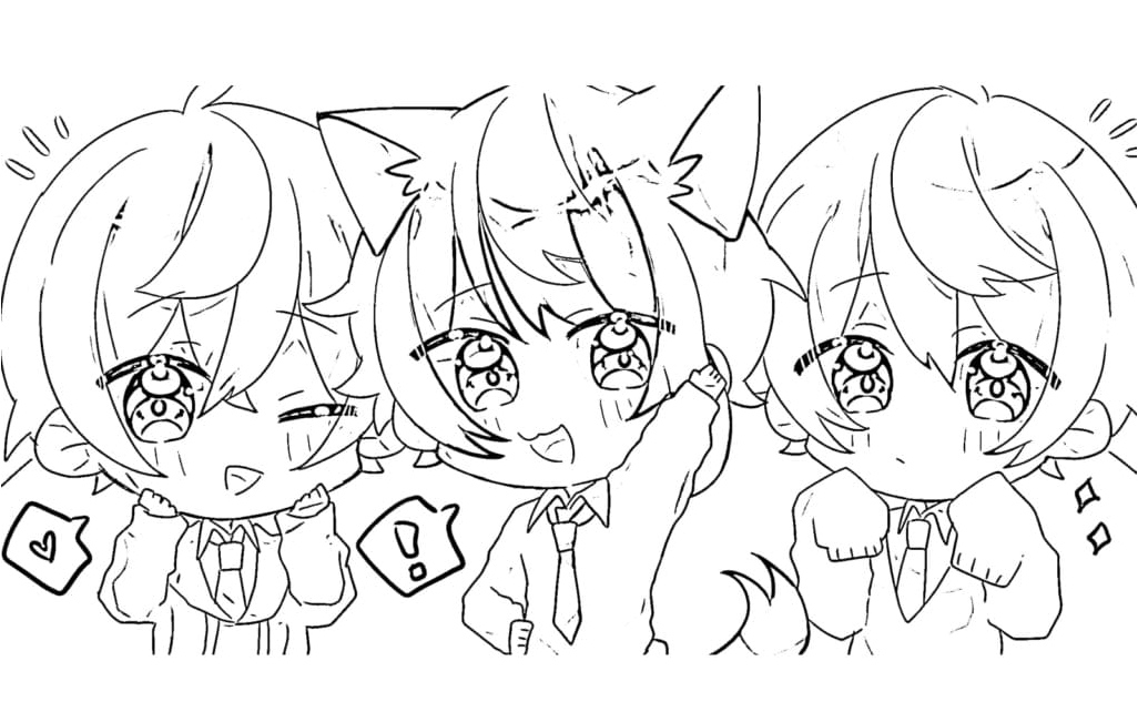 Chibi Boys: Strawberry Princes Coloring Page
