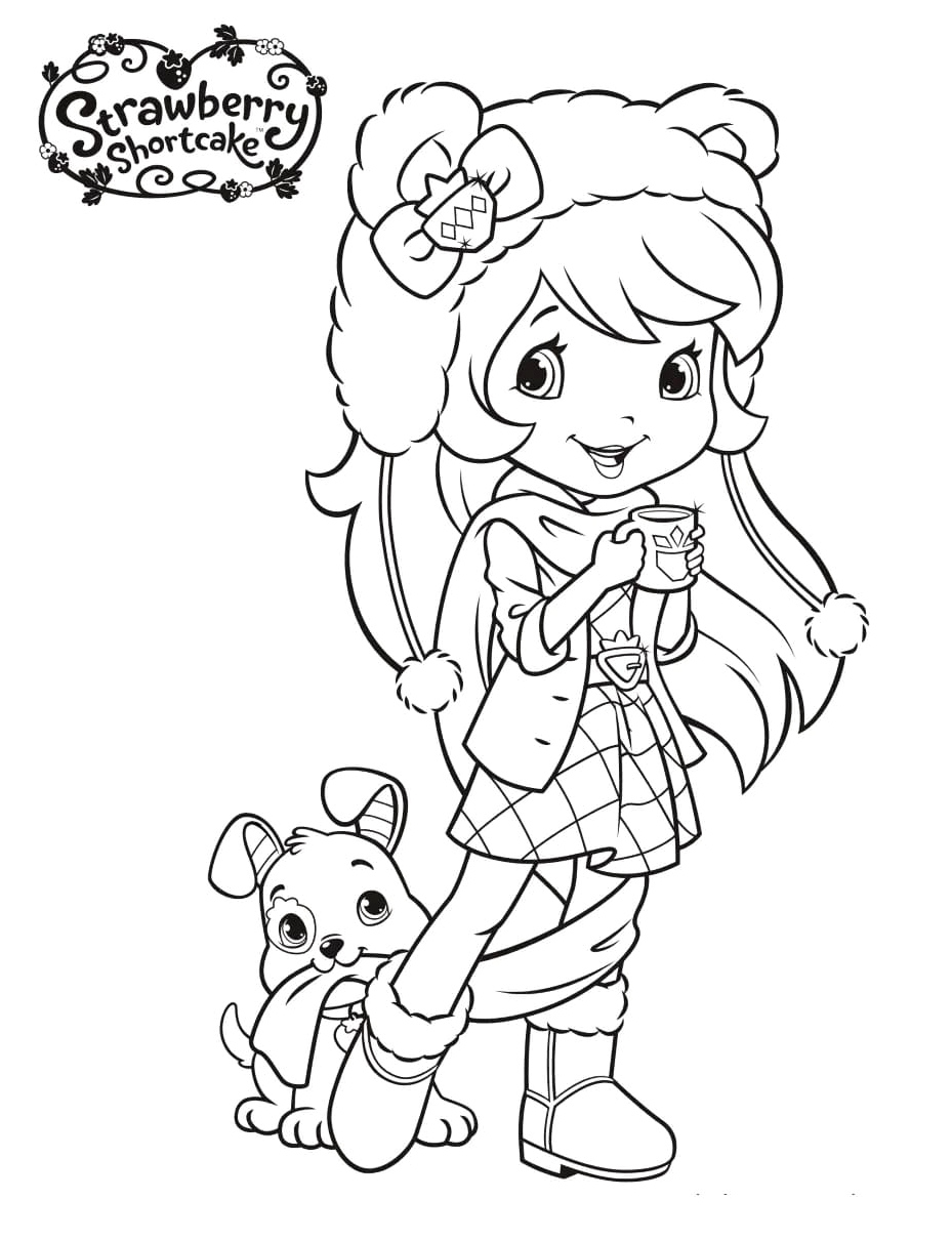 Strawberry Shortcake with a Pupcake Coloring Page