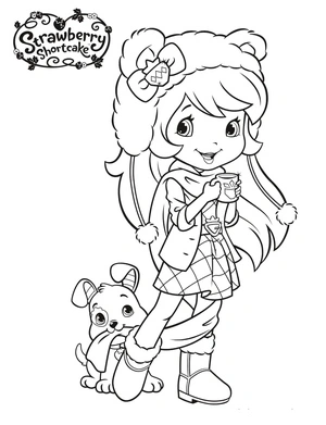 Strawberry Shortcake with a Pupcake Coloring Page
