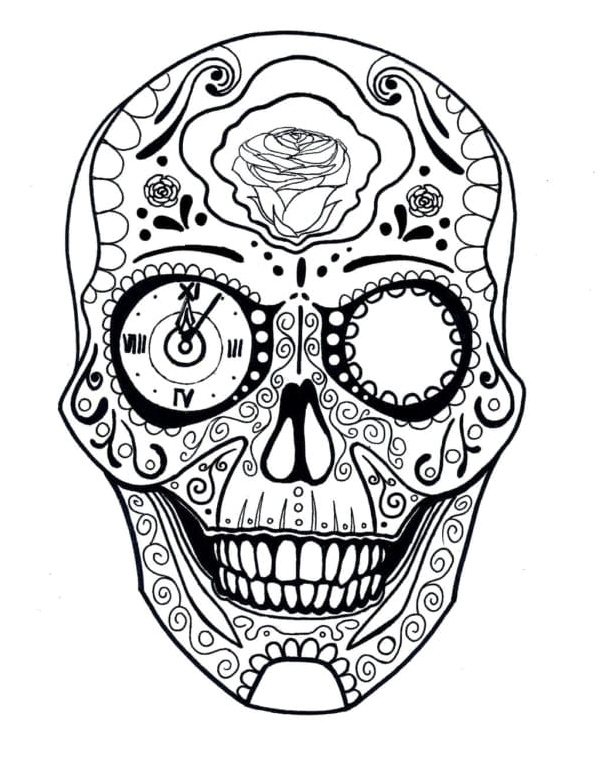 Adults' Sugar Skull Coloring Page Coloring Page