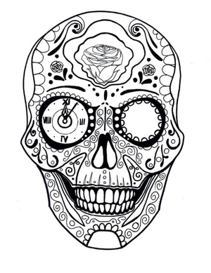 Adults' Sugar Skull Coloring Page