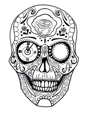 Adults' Sugar Skull Coloring Page Coloring Page