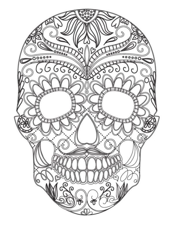 Adults Sugar Skull Coloring Printable Coloring Page