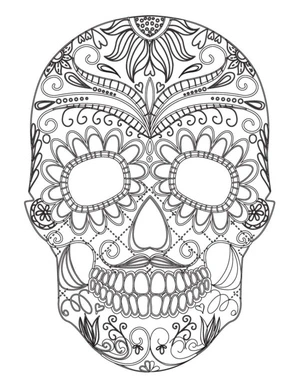Adults Sugar Skull Coloring Printable Coloring Page