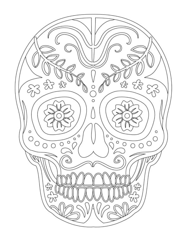 Delightful Sugar Skull Coloring Page