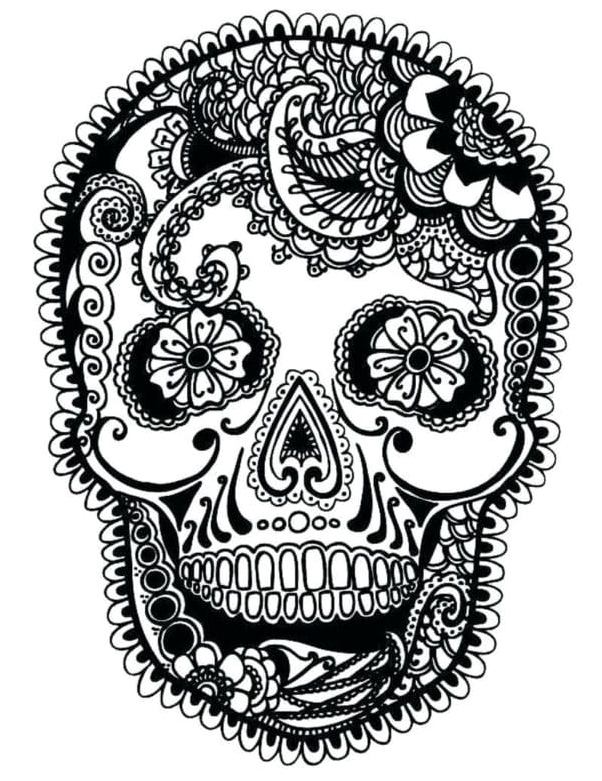 Printable Sugar Skull Coloring Page for Adults Coloring Page
