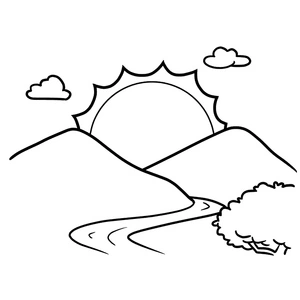 Simple Sunrise Coloring Page