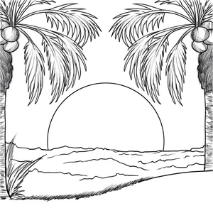 Sunrise at the Beach Coloring Page
