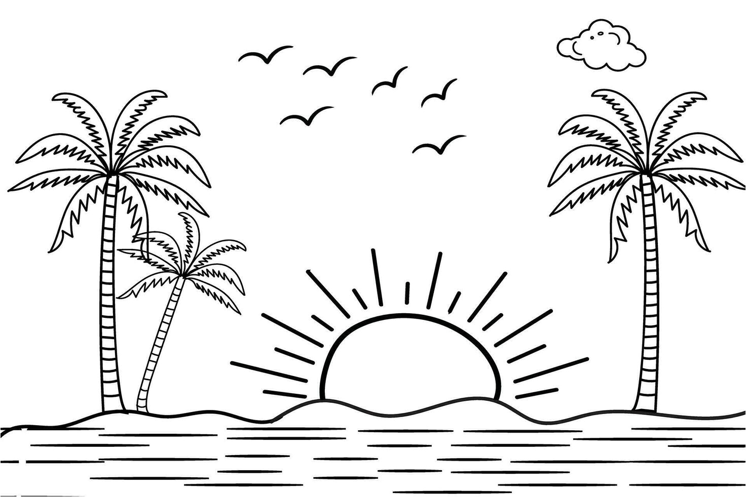 Wonderful Sunrise Coloring Page