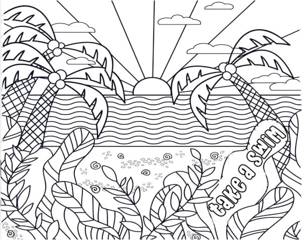 Stunning Ocean Sunset Coloring Page
