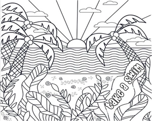 Stunning Ocean Sunset Coloring Page