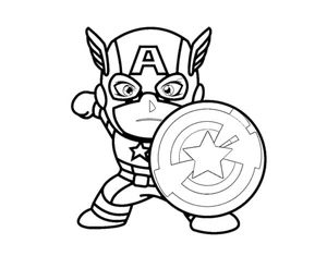 Mini Captain America - Please refrain from using the term Tiny Captain America for this coloring page. Coloring Page