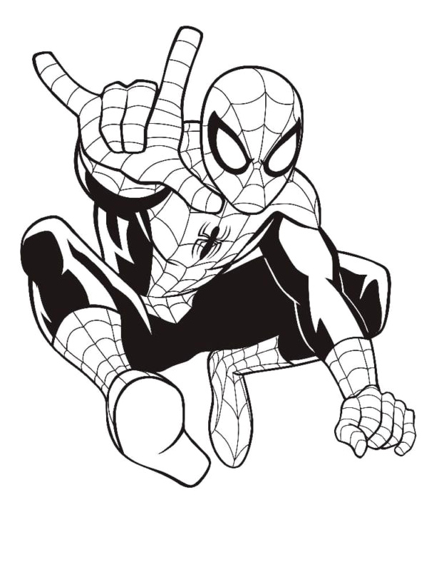 Spider-Man Getting Ready to Shoot Web from His Hands Coloring Page