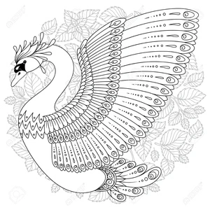 Elegant Swan Coloring Page Designed for Adults Coloring Page