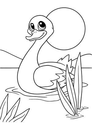 Joyful Swan Coloring Page