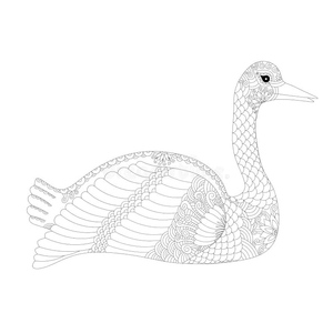 Swan 2 - coloring page of a graceful swan